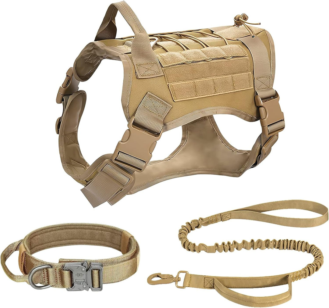 Taktisches Hundegeschirr Hundehalsband und Leine 3 Set - ALLSOPETS Hundegeschirr für Mittel Gross Hu