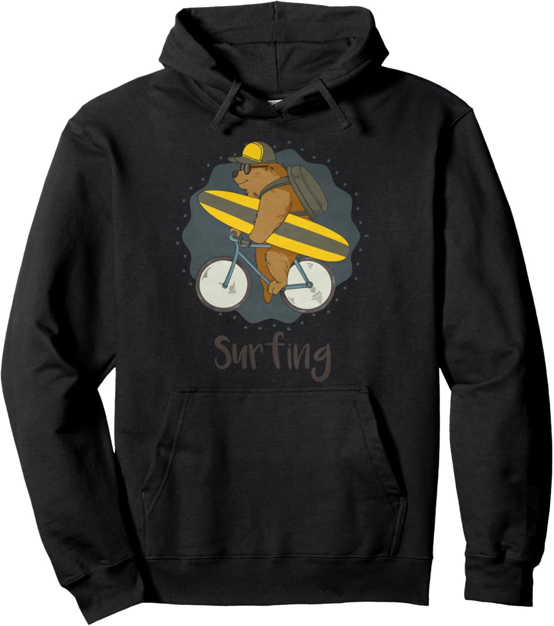 Surfender Bär Surfen Pullover Hoodie