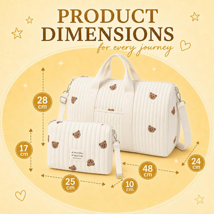 BADCRIS Baby Wickeltasche Grosse Kliniktasche 48×24×28cm Reisewindeltasche | Wickelrucksack Baumwoll