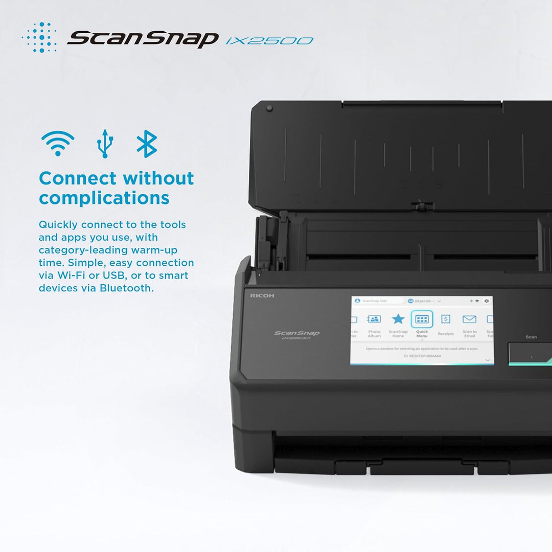 ScanSnap iX2500 Schwarz – Ultraschneller Duplex-Scanner mit 45 S./Min., 100-Blatt-ADF, 600DPI, 5″ To