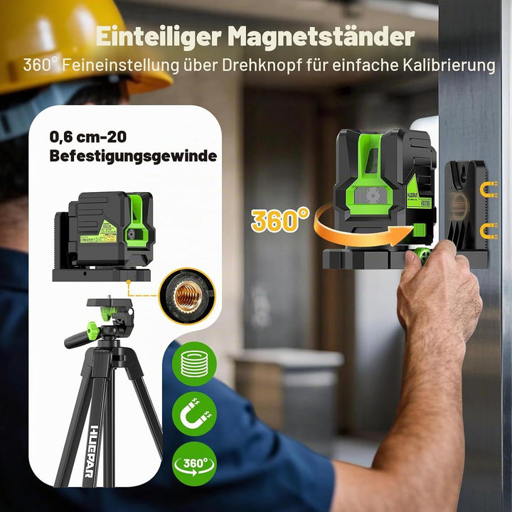 Kreuzlinienlaser, Huepar HX011G Grünen Lasernivellier, Selbstnivellierender Linienlaser mit Grünen K