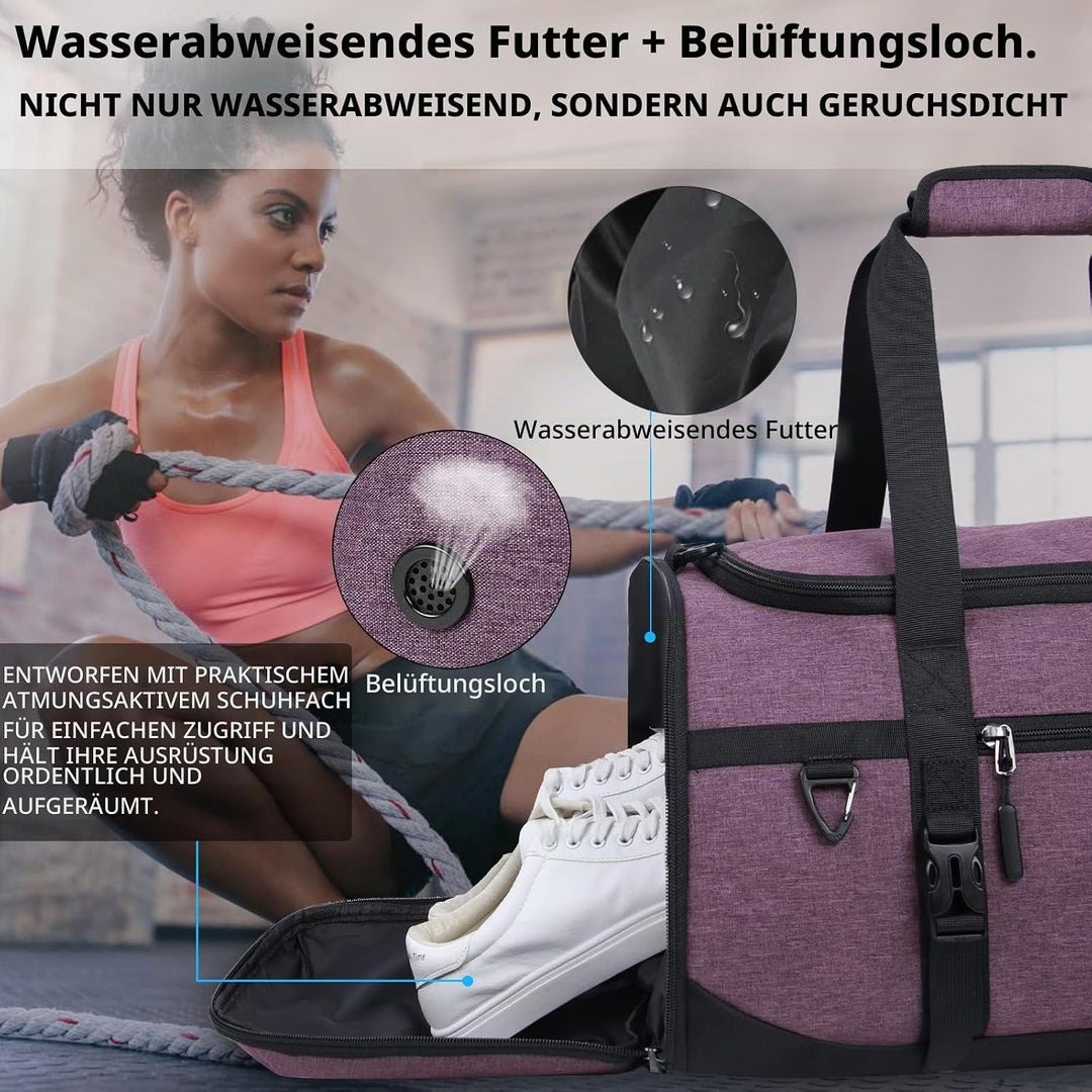 Lubardy Sporttasche Reisetasche Gross 40L Wasserdicht mit Sporthandtuch Schuhfach Nassfach Weekender