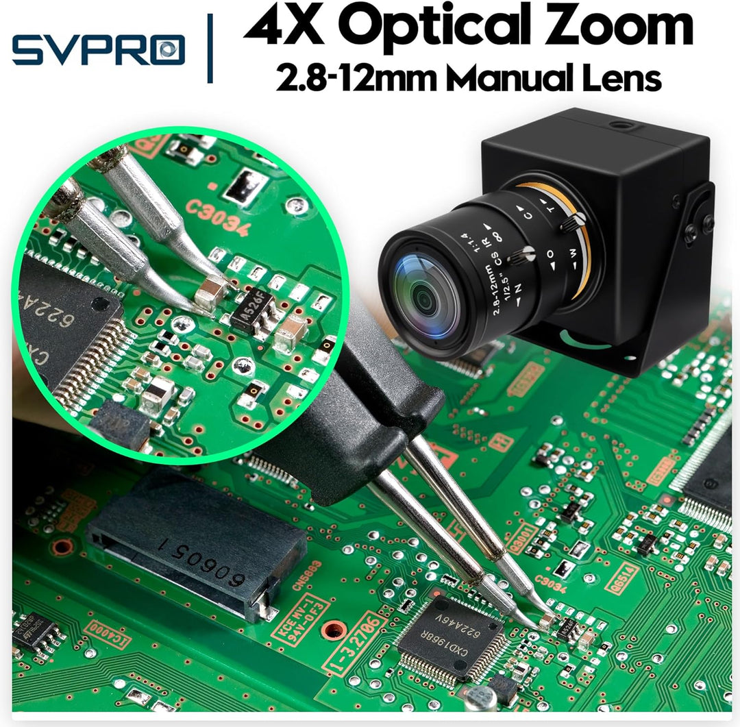 Svpro Global Shutter USB Kamera 2MP 90FPS Hochgeschwindigkeitskamera mit 2.8-12mm Zoomobjektiv, manu