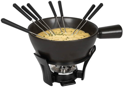 Boska Fondue-Set Nero L/für grosse Gesellschaften / 2,2 L/Keramik/Gusseisen/Schwarz 23 x 32 x 20 cm,