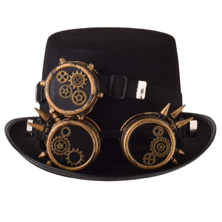 COSDREAMER Steampunk-Hut für Herren und Damen, Gothic-Stil, Steampunk-Brille Gr. Medium, Schwarz 11