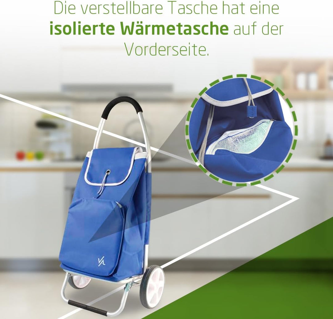 Amig - Einkaufstrolley | 12 x 45,5 x 95 cm | mit 2 Rädern | Thermofunktion | Fassungsvermögen 50 Lit