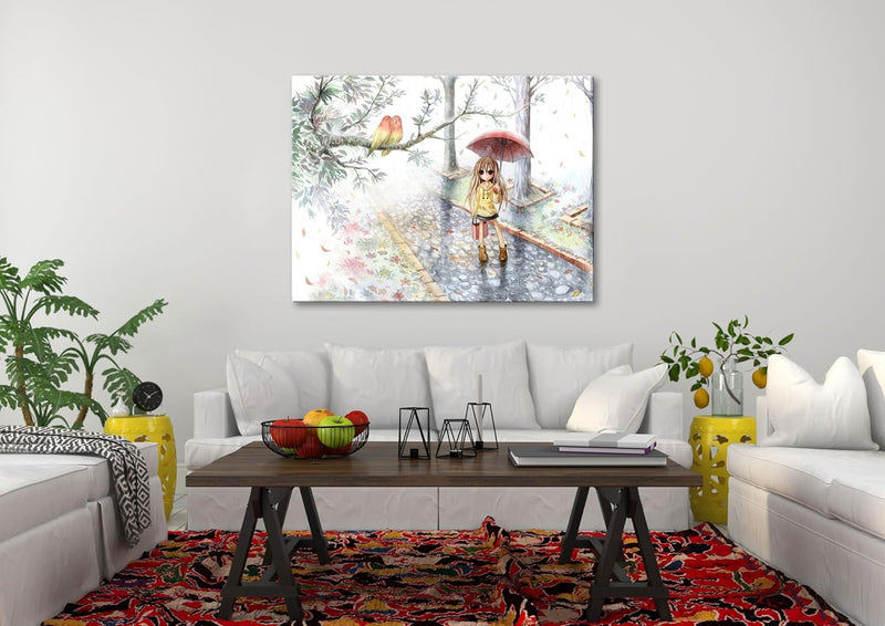 PICANOVA – Love in The Rain 100x75cm – Premium Leinwanddruck – Kunstdruck Auf 2cm Holz-Keilrahmen Fü