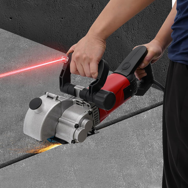 Schlitzmaschine mit Laserführung, 2800W Elektrische Mauernutfräse mit 5 Klingen &amp; Wasserleitung, Mau