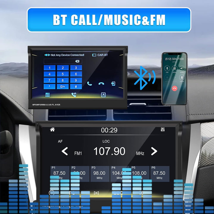Podofo Autoradio Bluetooth Autoradio mit Freisprecheinrichtung mit Bildschirm Carplay ,1din mit Manu