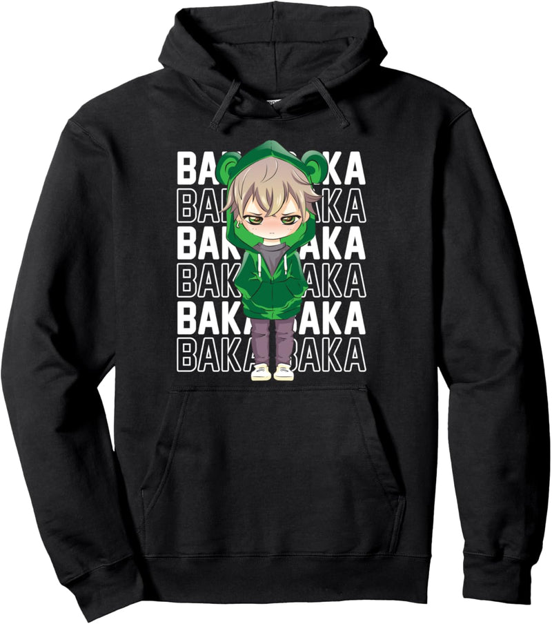 Baka Idiot Chibi Anime Boy Lustiger Anime Spruch Pullover Hoodie