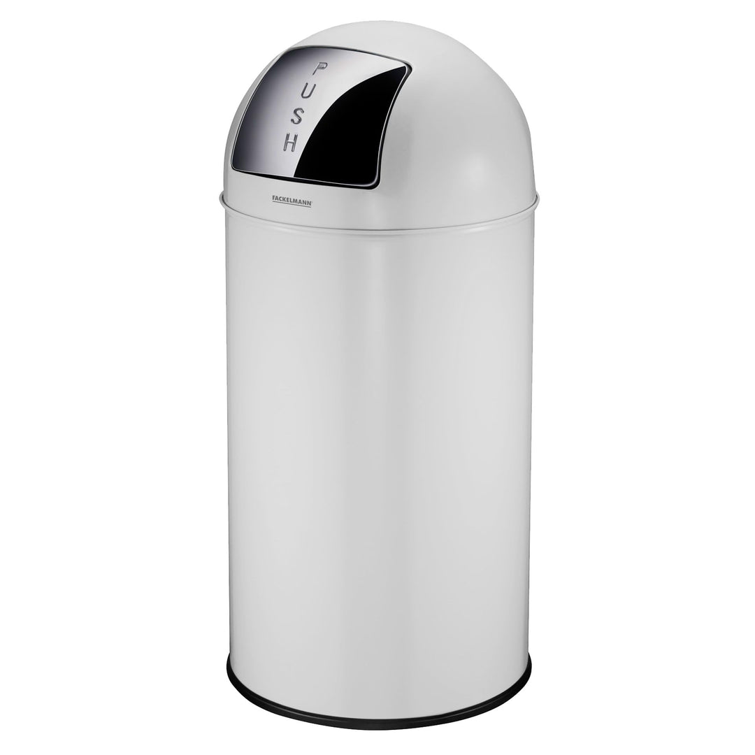 FACKELMANN BERLIN Push Abfallsammler 40L in Weiss – Klassisches Retro-Design, Grosses Fassungsvolume