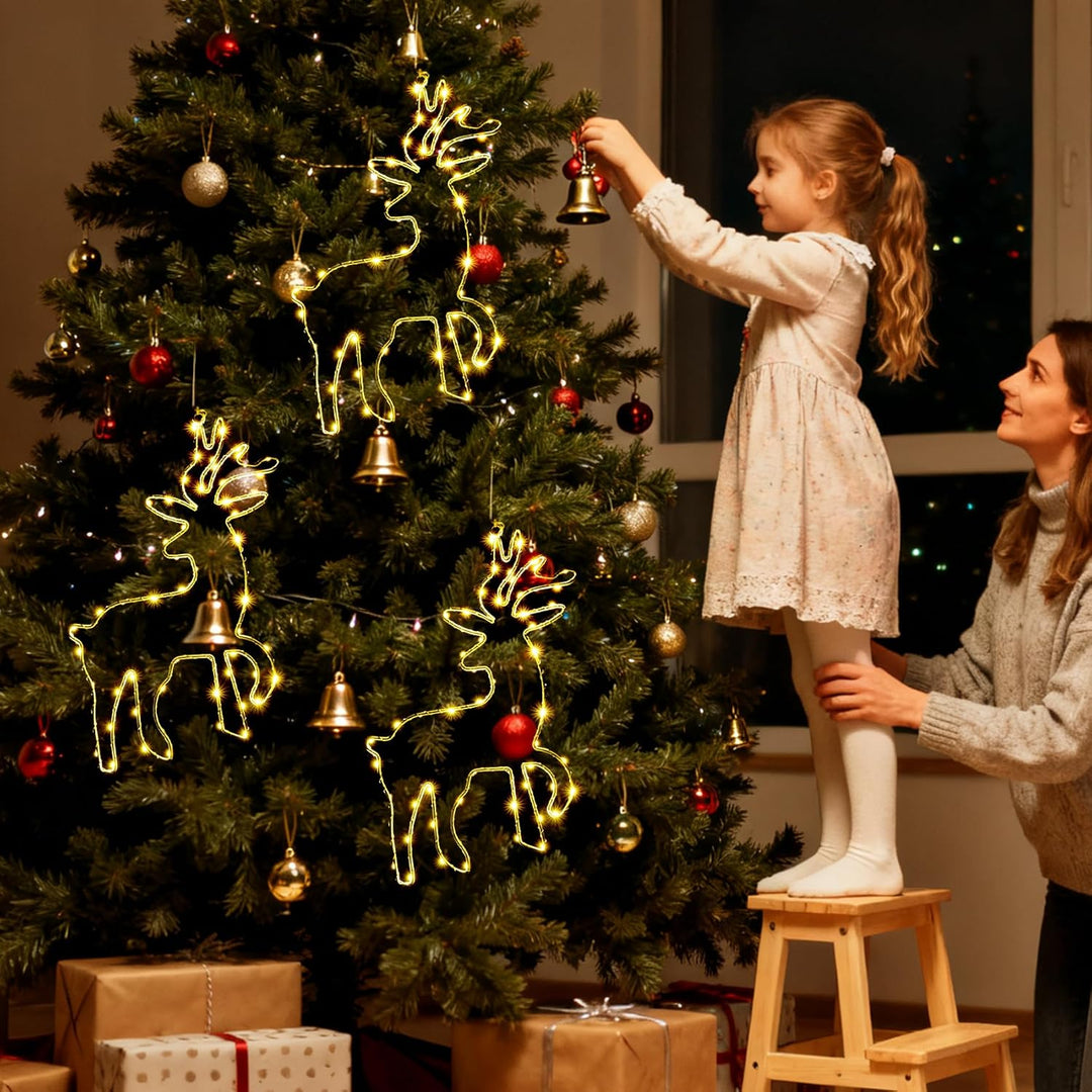 120 LED (2 Stück) Weihnachtsbeleuchtung Fenster, 8 Modi Batteriebetriebene Rentier Fensterbeleuchtun