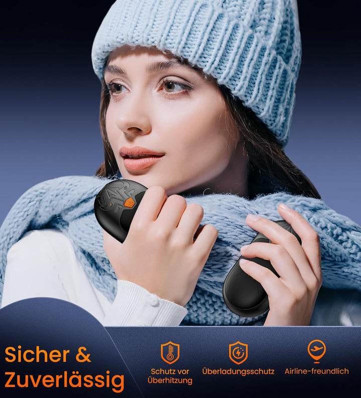 Handwärmer Wiederaufladbar 8000mAh, 2 Pack Handwärmer Elektrische mit 24 Stunden Wärme, Tragbarer Ta