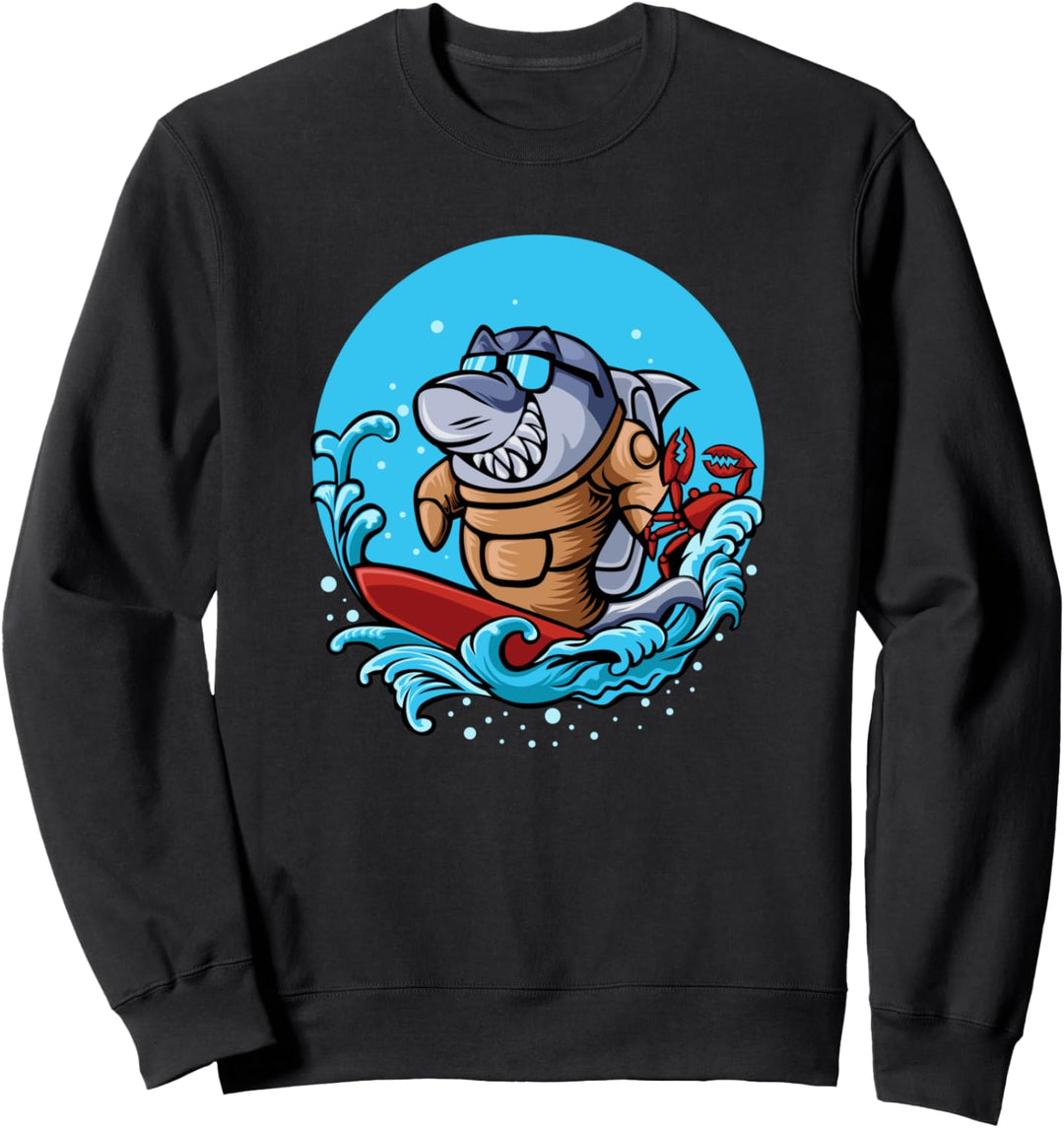 Surf Shark Finde mich am Strand Summer Vibes Vacation Ocean Sweatshirt