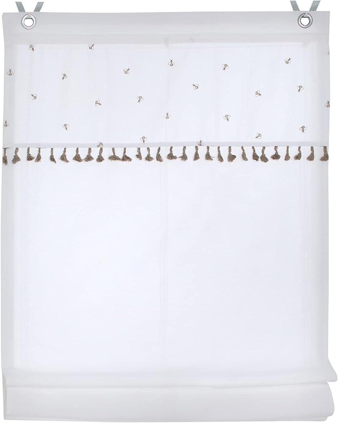 Raffrollo ohne Bohren Ösenrollo weiss Honey Stickerei Biene romantisch Breite 60 x Höhe 140 cm 60 x