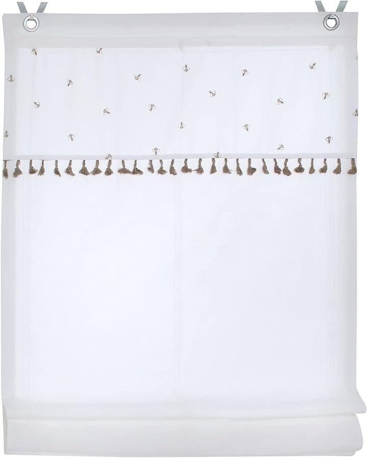 Raffrollo ohne Bohren Ösenrollo weiss Honey Stickerei Biene romantisch Breite 80 x Höhe 140 cm 80 x