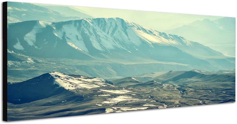 Paul Sinus Art Panoramabild auf Leinwand und Keilrahmen 120x40cm Berge Gebirge Schnee Landschaft Dun