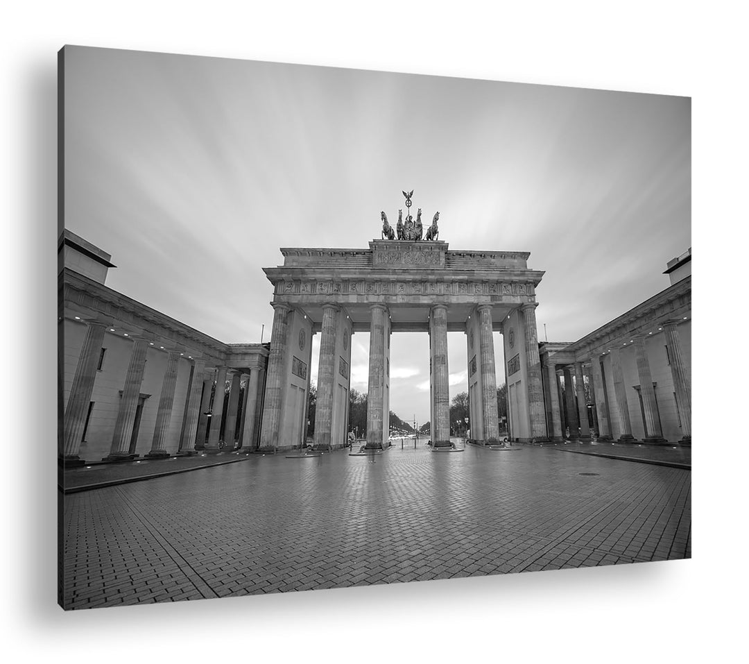 deyoli Brandenburger Tor mit Sonnenstrahlen Format: 100x70 cm Effekt: Schwarz/Weiss als Leinwandbild