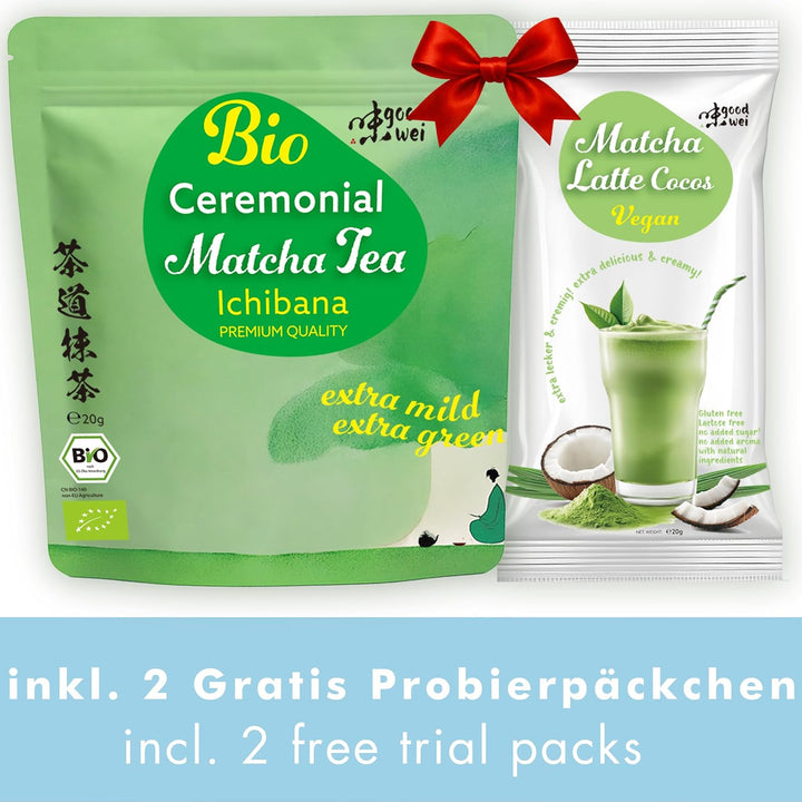 Goodwei Matcha-Set komplett mit hochwertiger Matcha Schale aus Keramik mit Ausgiesser, Matcha Besen