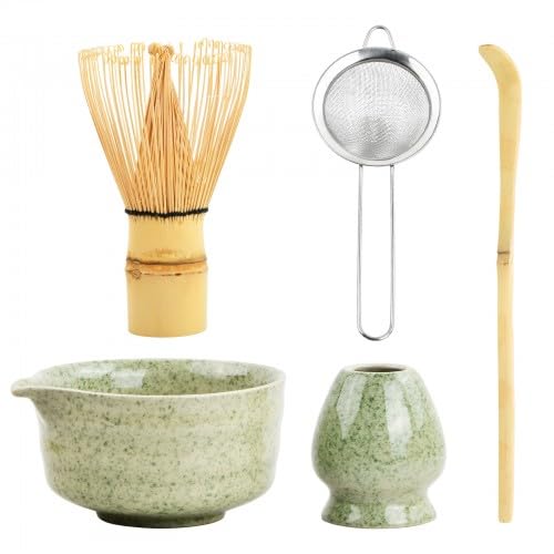 5 in 1 Matcha Set Japanisches Matcha Tee Set mit Matcha Besen, Matcha Schale mit Ausgiesser, Matcha