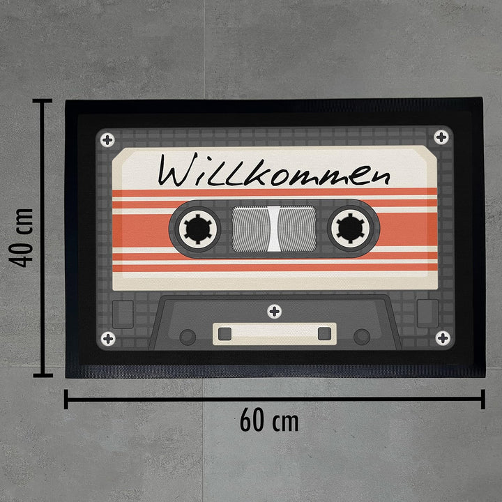 Trendation - Willkommen Fussmatte Grafik Schmutzfangmatte Geschenk Aussen Innenbereich 60x40 cm Wasc