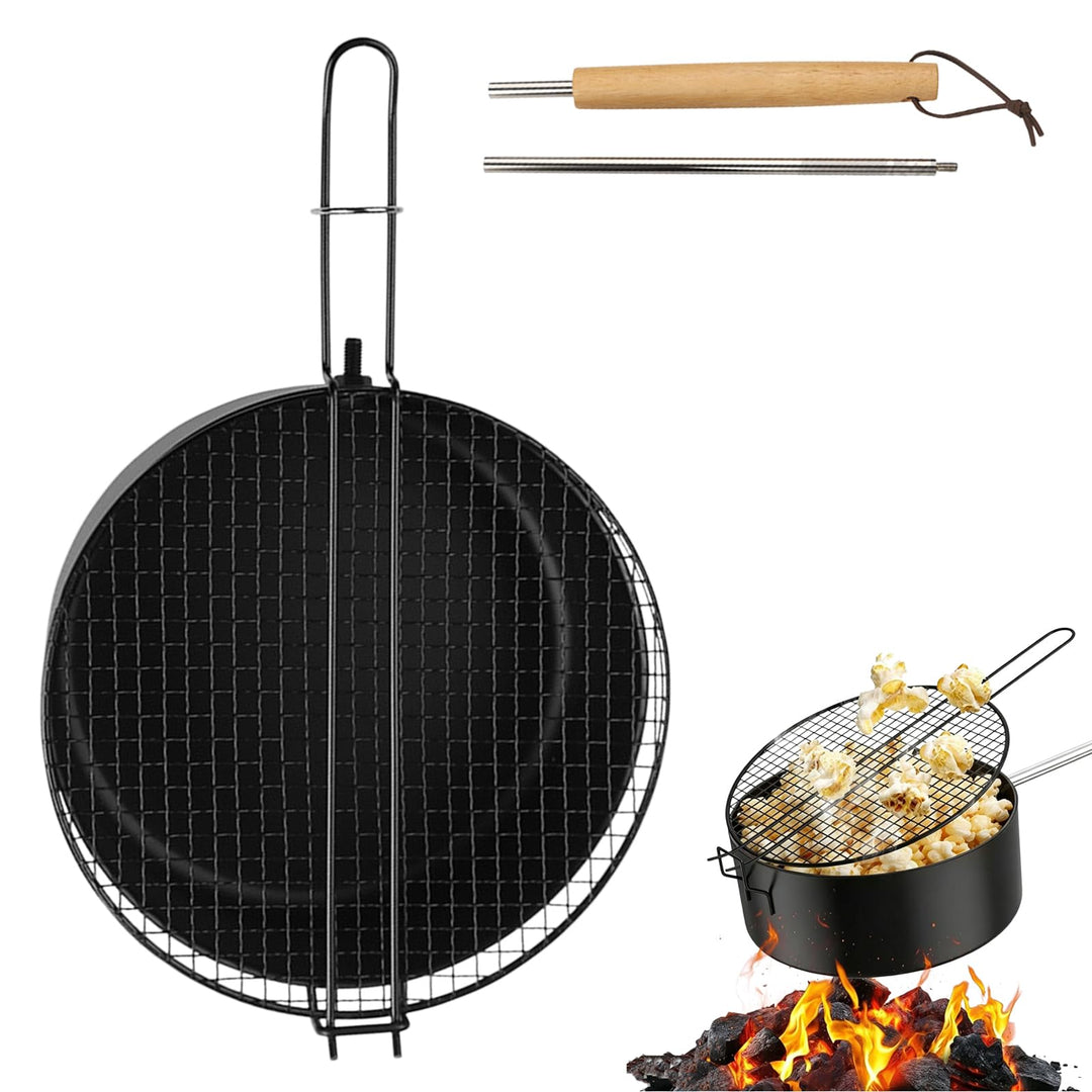 BORDEAG Popcorn Maker Lagerfeuer,Popcornpfanne Für Das Lagerfeuer,Outdoor Camping Popcorn Pfanne,Out
