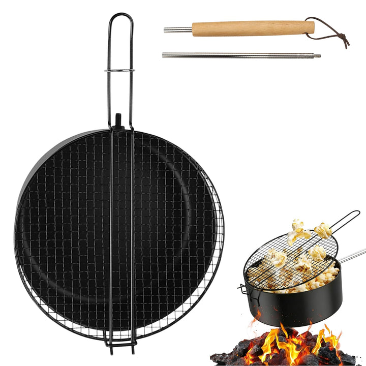 BORDEAG Popcorn Maker Lagerfeuer,Popcornpfanne Für Das Lagerfeuer,Outdoor Camping Popcorn Pfanne,Out