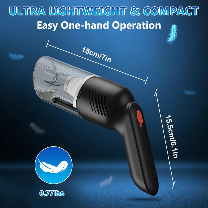 Handstaubsauger Kabellos, Leistungsstarker Auto Staubsauger mit LED-Licht, Mini Tragbarer Staubsauge