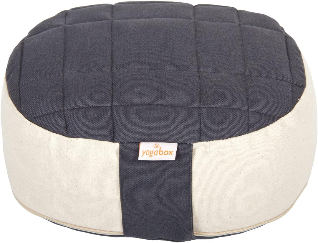 Yogabox Yogilino® Reise Meditationskissen Mini oval Premium grau / natur L 26 x B 21 x H 9 cm, grau