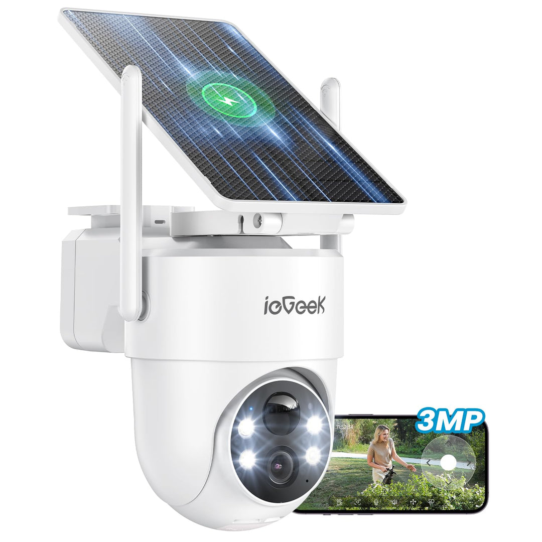 ieGeek 2K Überwachungskamera Aussen Solar: 360° PTZ Kamera Überwachung Aussen, 2.4GHz Aussenkamera W