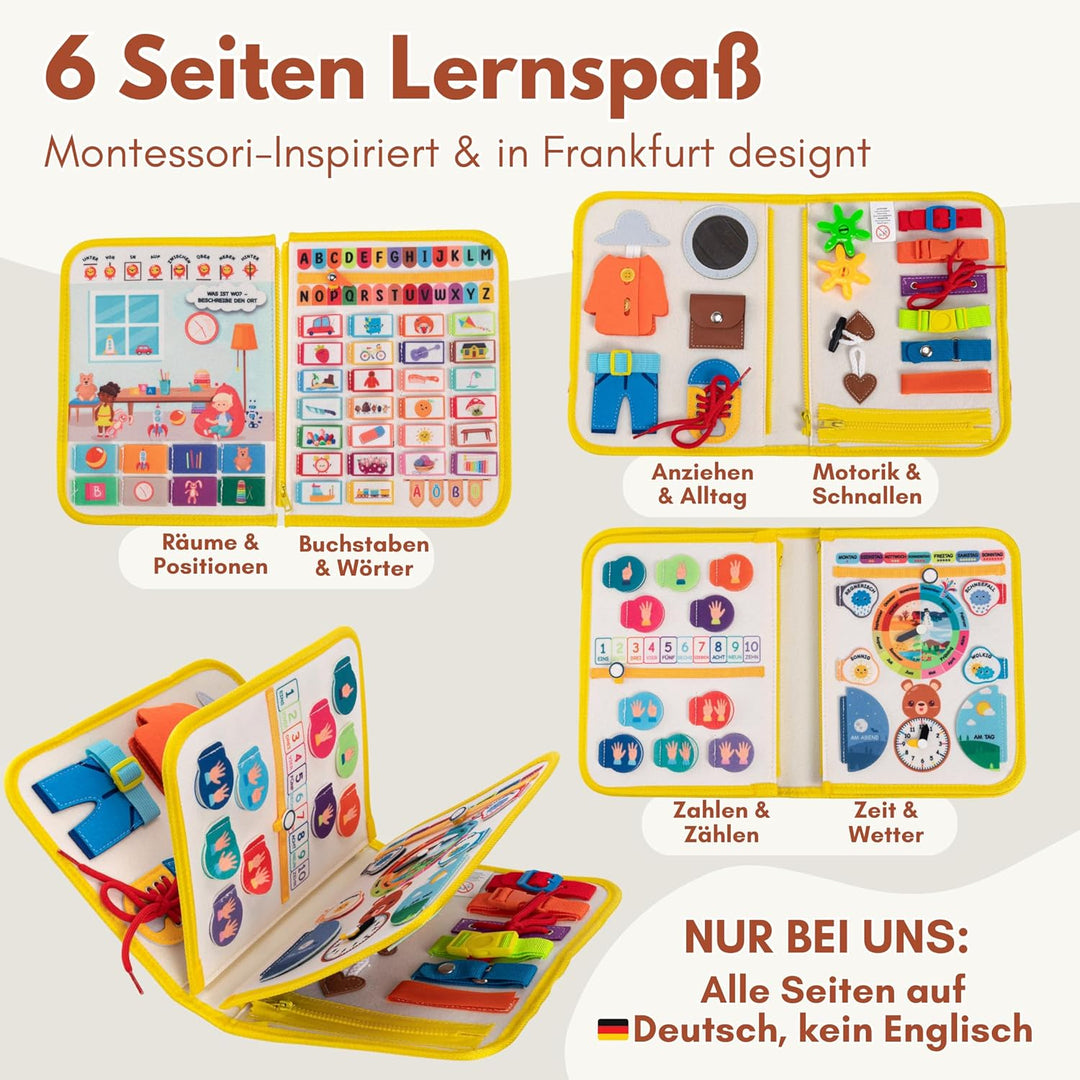 Lion’s Collection Montessori Busy Board Deutsch ab 3 Jahre – Busy Book & Activity Board für Kinder –