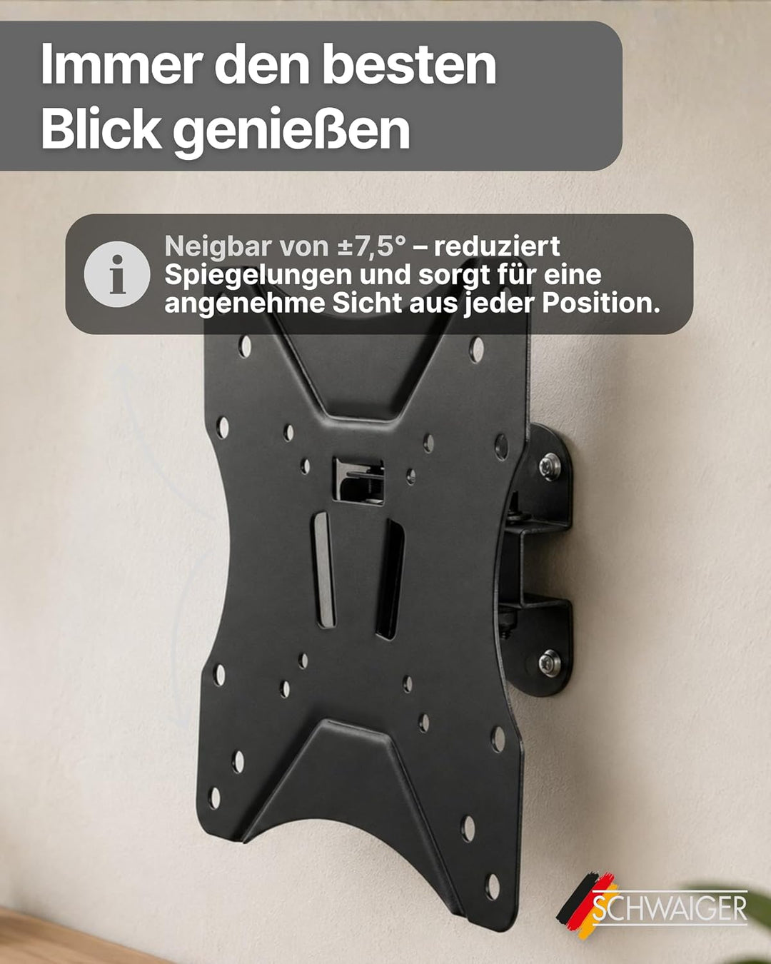 SCHWAIGER 9383 TV-Wandhalterung Fernseher-Halterung Mounting für Displays 23-46 Zoll bis 25kg pulver