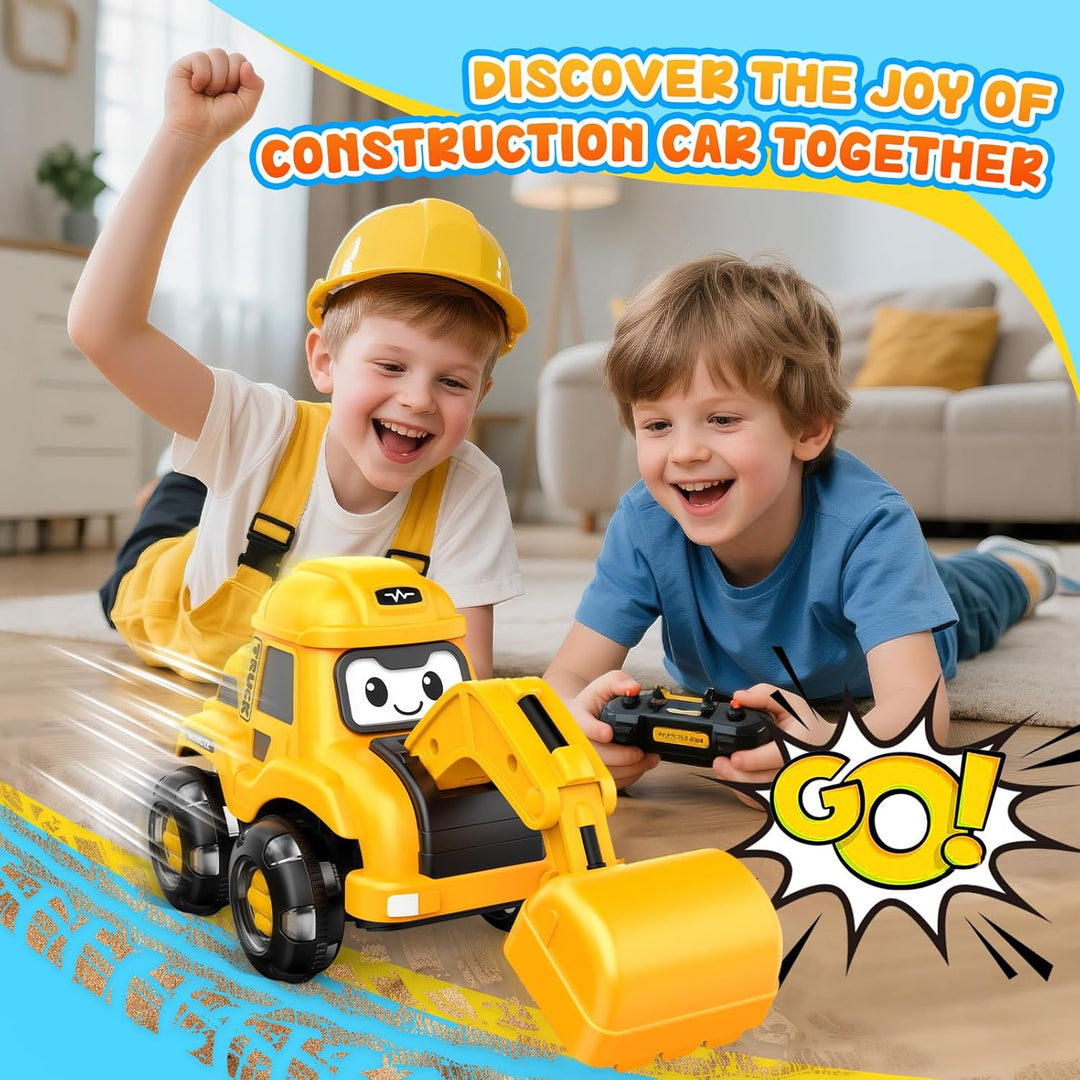 HappyGoLucky Ferngesteuertes Auto Bagger Spielzeug ab 2-8 Jahre, 2.4Ghz RC Bagger Kinder Sandspielze