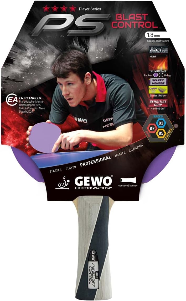 GEWO PS Blast Control Tischtennisschläger - ITTF genehmigter Profi-Tischtennisschläger, Fertigschläg