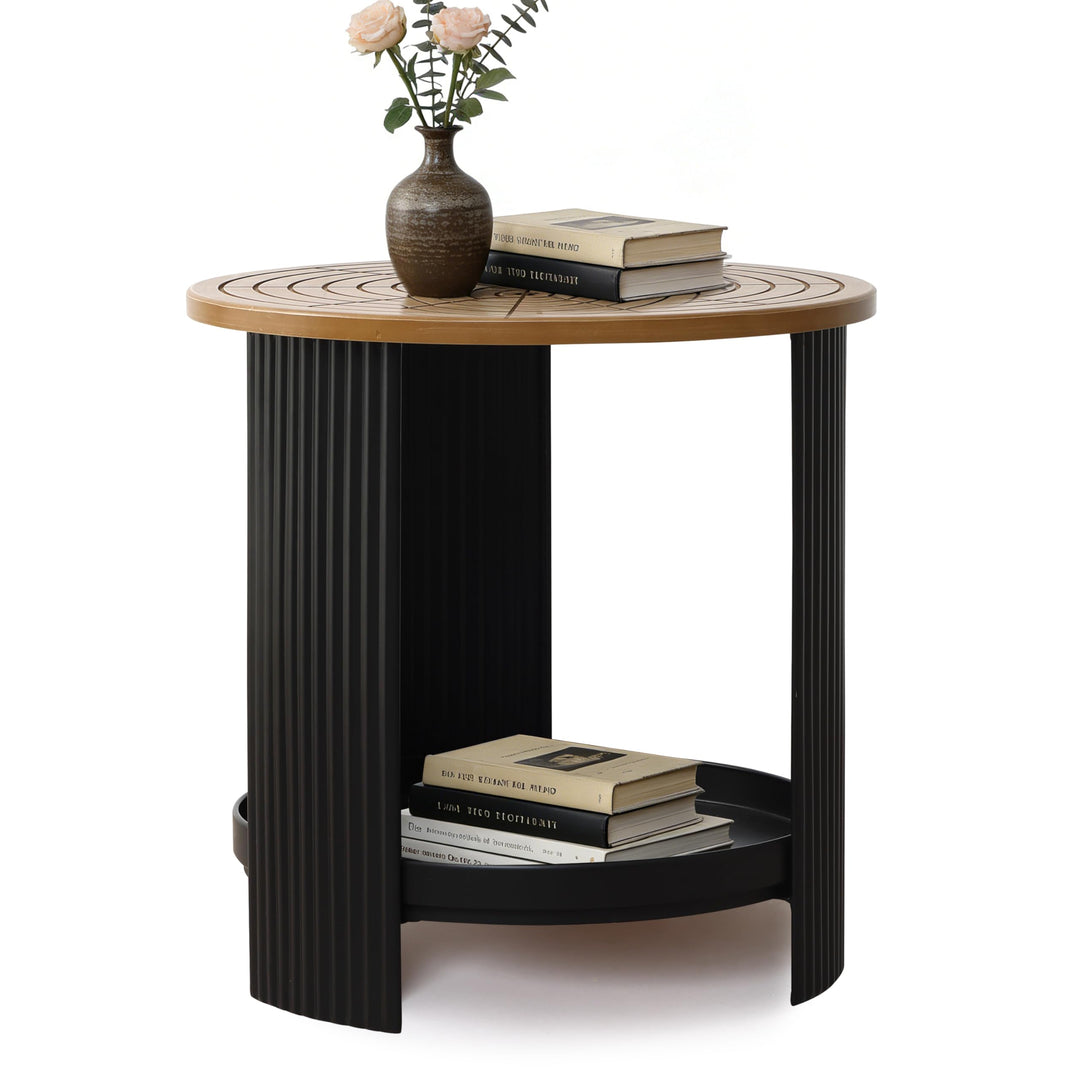 Hometopia Beistelltisch Rund - Modernes Industrie-Design mit 2 Ebenen - Kleiner Couchtisch Ø40cm in