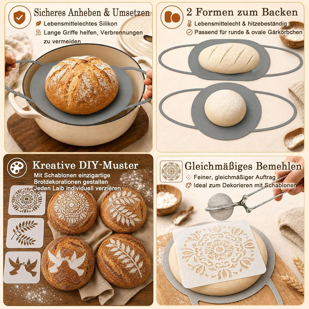 29-teilig Brotback Set mit Gärkörbchen, Sauerteig Zubehör | Faltbare silikon-körbe, teigwerkzeuge, b