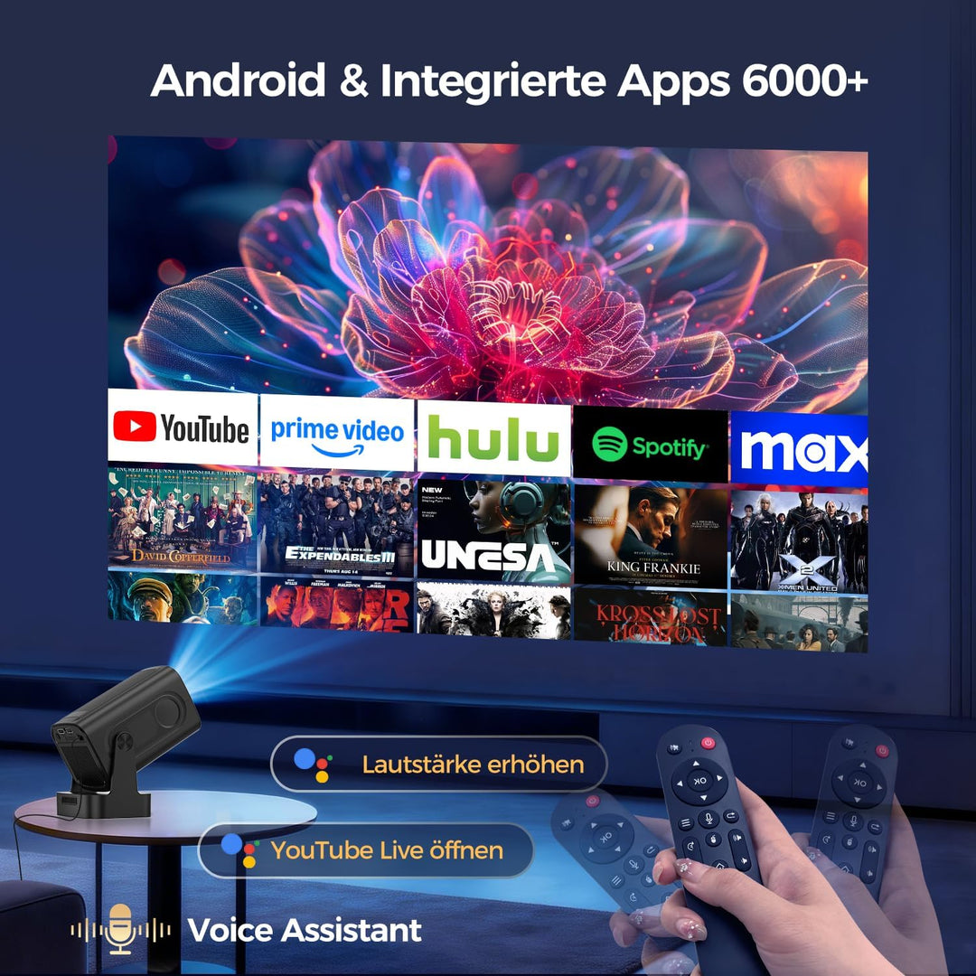 Alwtniet HY310 Mini Beamer 4K Unterstützt, 1080P Mini Projektor mit Autofokus &amp; Automatische Trapezk