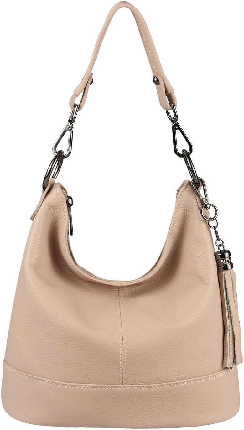 ITALYSHOP24 OBC Made in Italy Damen Leder Tasche Umhängetasche Shopper Schultertasche Handtasche Cro