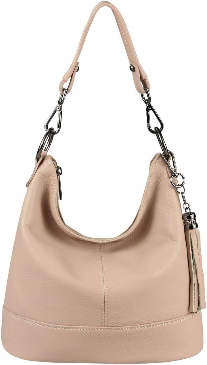 ITALYSHOP24 OBC Made in Italy Damen Leder Tasche Umhängetasche Shopper Schultertasche Handtasche Cro