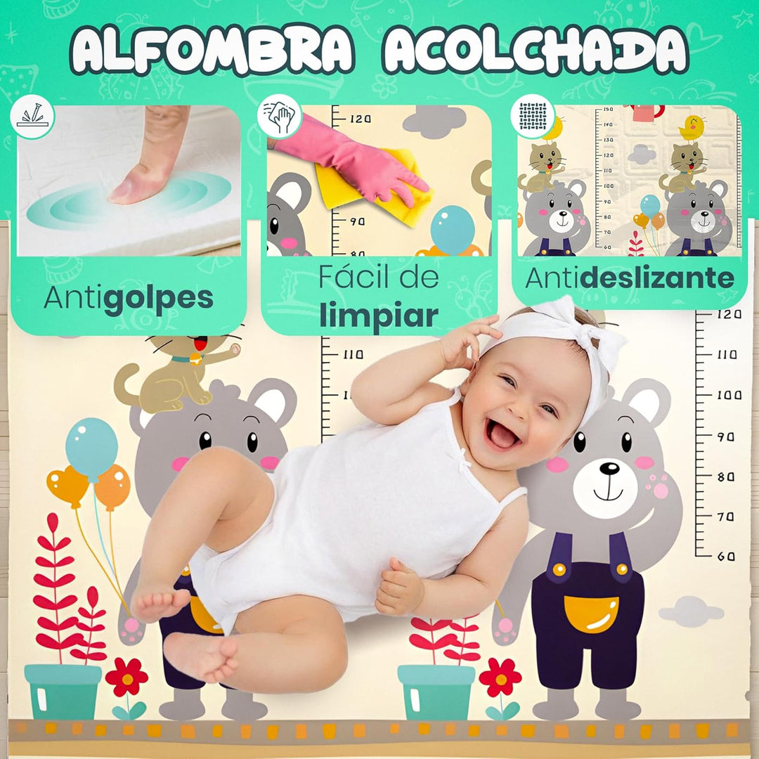 Gepolsterte faltbare Babyspielmatte 200x180x1 cm, doppelseitige XPE-Krabbelmatte, wasserdicht, ungif