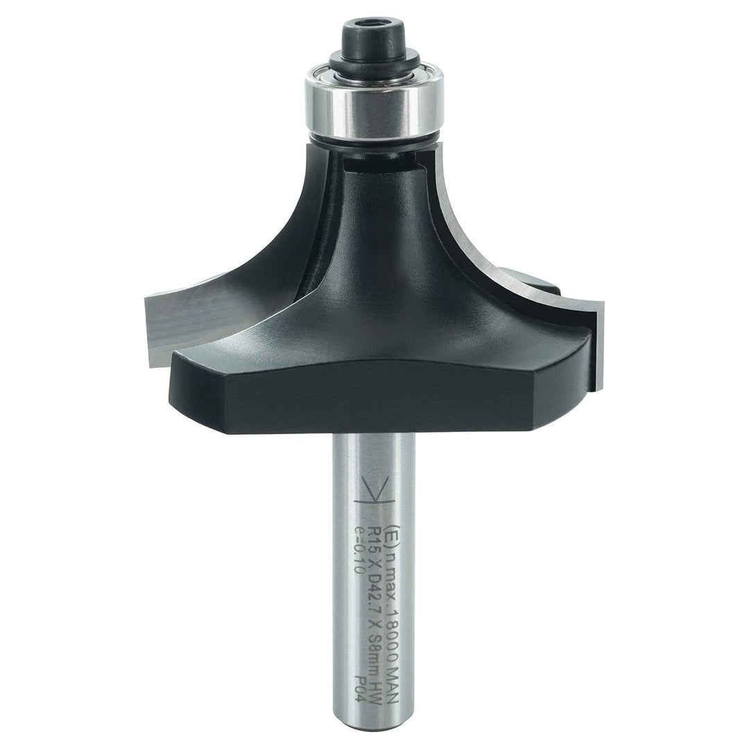 ENT 14301 Abrundfräser HW, Schaft (S) 8 mm, Durchmesser (D) 43 mm, NL 15 mm, R 15 mm, SL 32 mm, mit