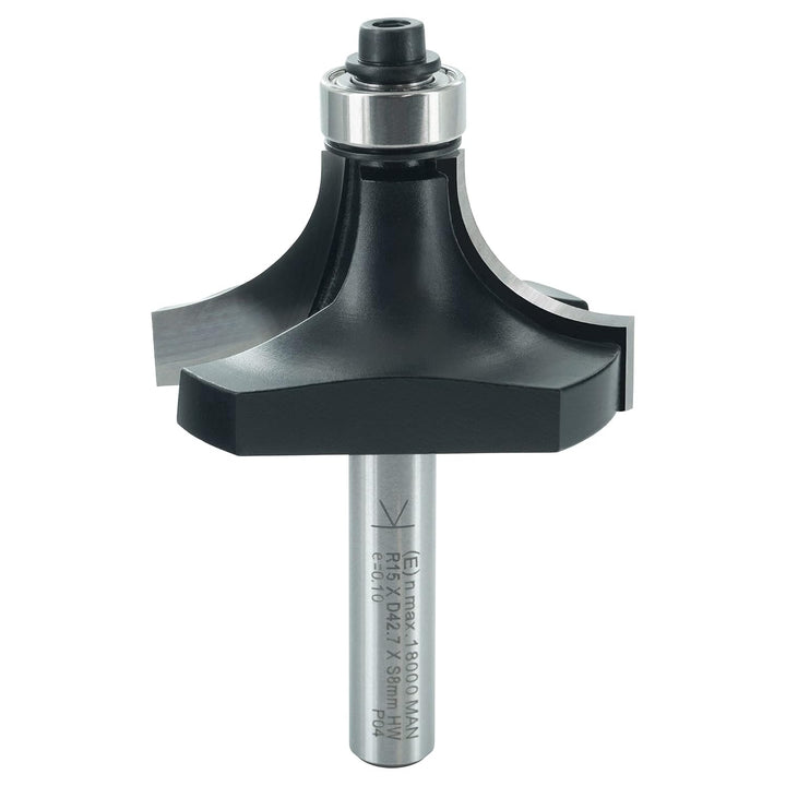 ENT 14301 Abrundfräser HW, Schaft (S) 8 mm, Durchmesser (D) 43 mm, NL 15 mm, R 15 mm, SL 32 mm, mit