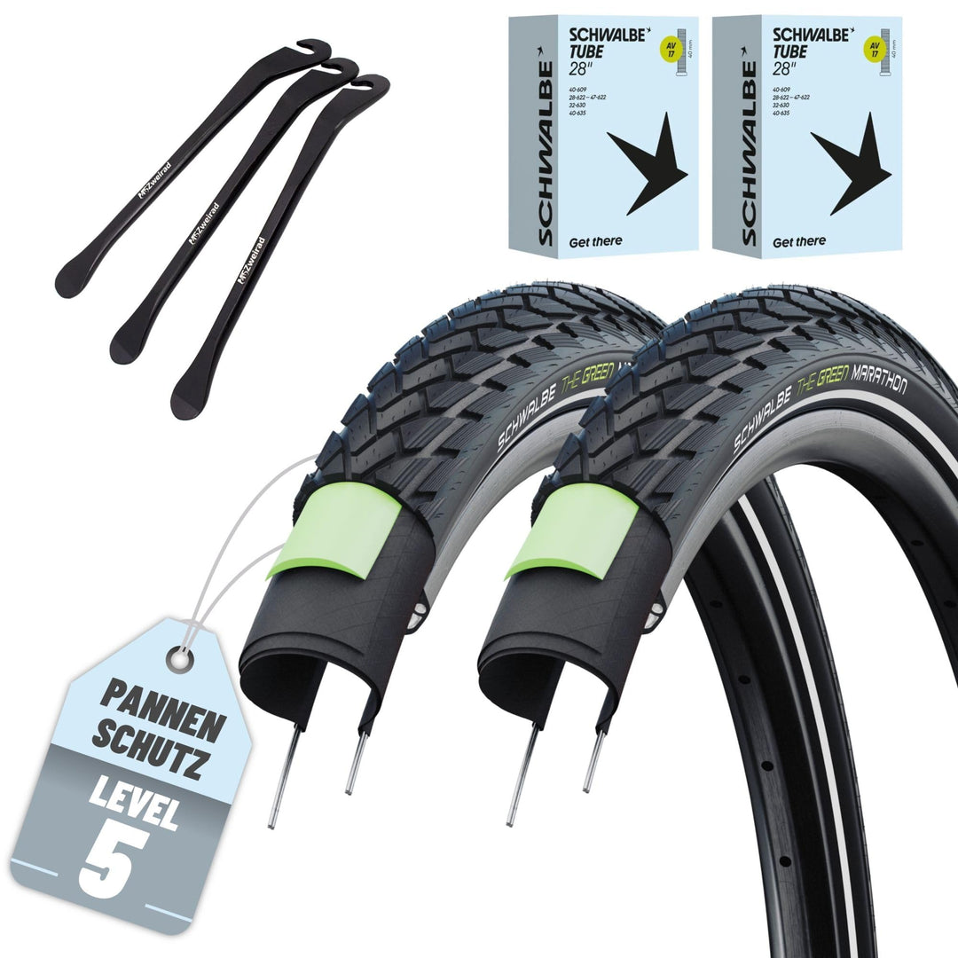 Schwalbe Fahrradreifen Green Marathon 28 Zoll – Verschiedene Grössen (37-622 bis 55-622) – Optional