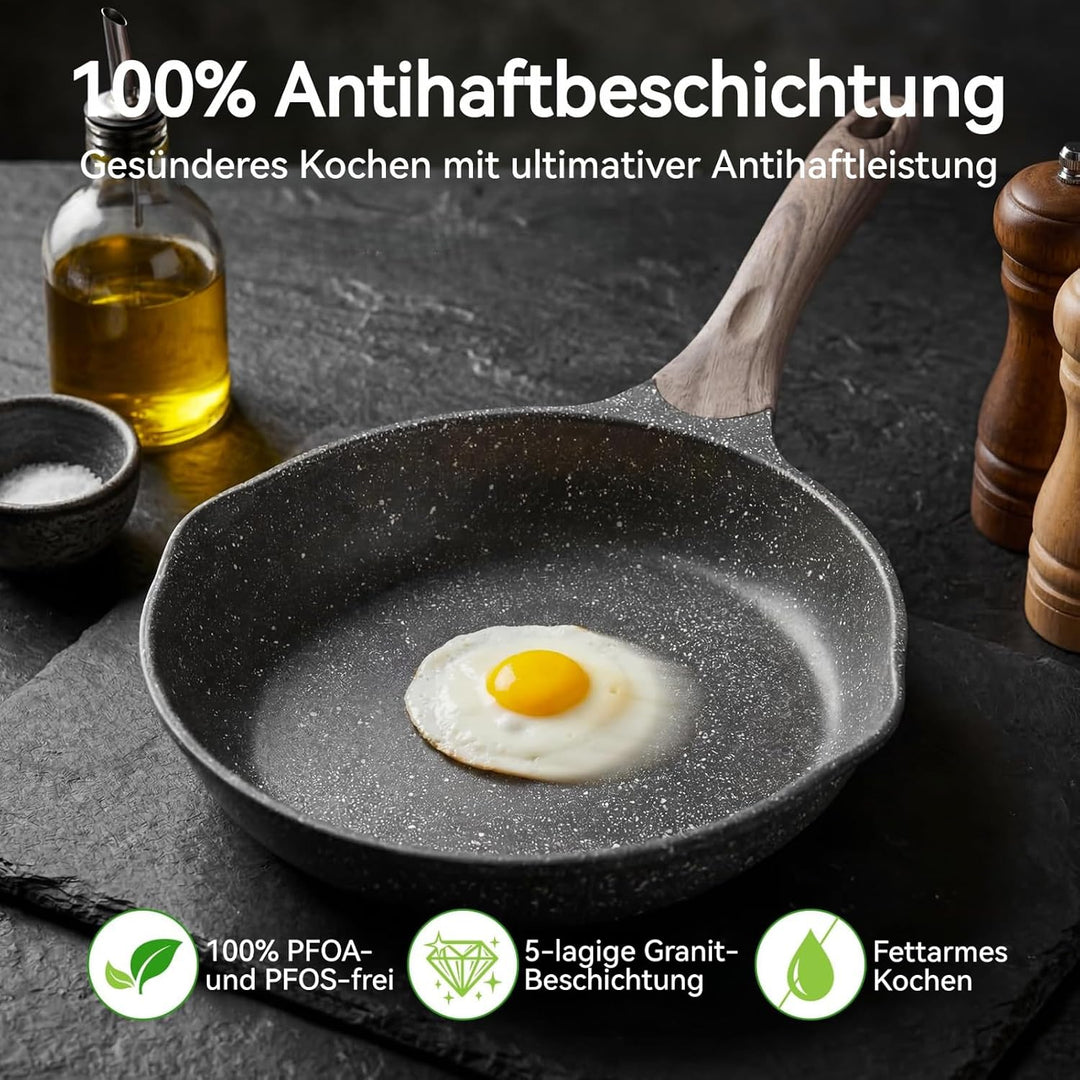 JEETEE Bratpfanne 24 cm Antihaft Induktion, Aluminium-Pfanne mit Antihaftbeschichtung für alle Herda