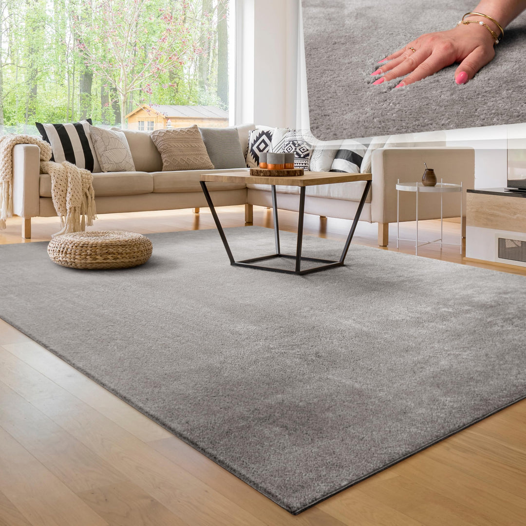 Paco Home Waschbarer Teppich Wohnzimmer Schlafzimmer Kurzflor rutschfest Flauschig Weich Moderne Ein