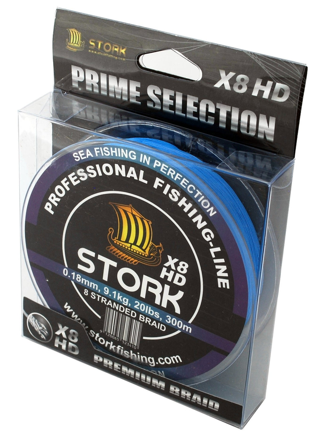 Stork HDx8, 8-Fach geflochtene Premium Angelschnur 300m Blau 65 lbs / 29.5 kg / 0.37 mm, Blau 65 lbs