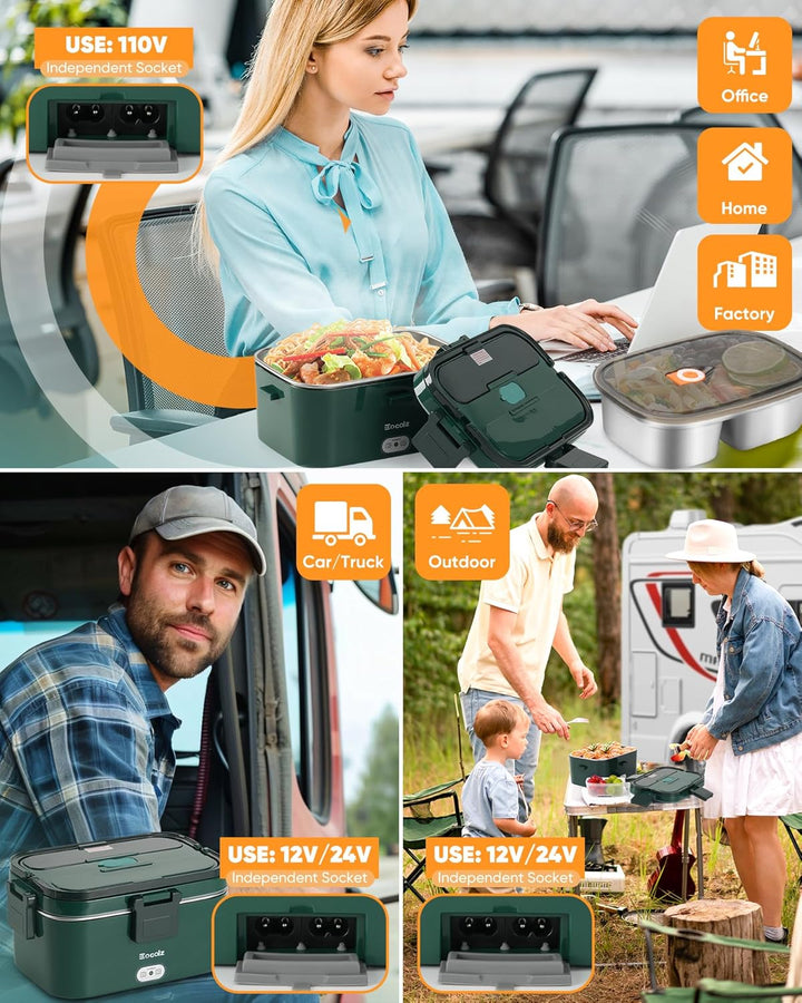 Eocolz Elektrische Lunchbox Food Heater 100W, Speisenwärmer mit 1,8L Tragbare Beheizte Lunchbox für