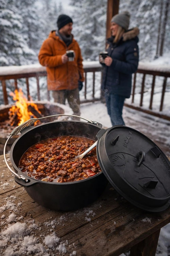 GEDA Grill Dutch Oven 9L ohne Füsse, Gusseisentopf Feuertopf aus Gusseisen, pre-seasoned Schmortopf
