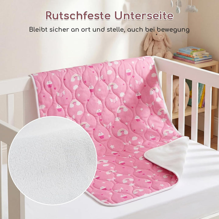 2er-Pack Bettunterlage Wasserdicht Kinder, Waschbar PIPI Unterlage Bett Kinder, Betteinlage Inkontin