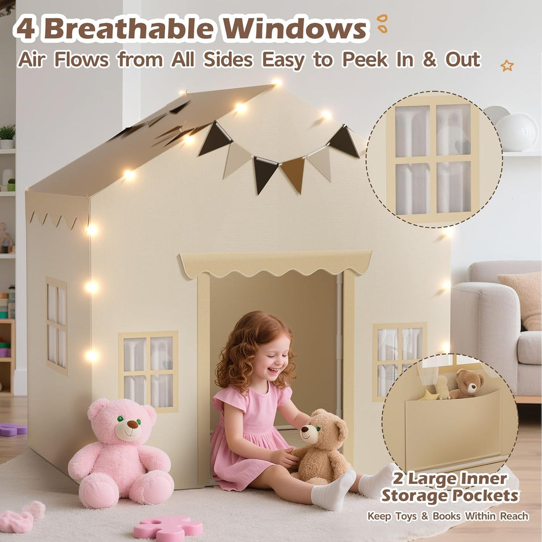 EagleStone 2-in-1 Kinderzelt mit Sternenlicht & gepolsterter Matte, Spielzelt und Bettzelt für Kinde